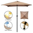 thumbnail image 4 of Abble 6.5FT Square Outdoor Patio Umbrella with Push Button Tilt and Crank Handle, Market Umbrella with 4 Sturdy Umbrella Ribs for Garden Deck Backyard Pool, Tan, 4 of 5