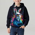 thumbnail image 4 of Atogsazn Boys Long Sleeve Hoodies Kids Easter Hooded Sweatshirt Pullover Rabbit Tops with Pocket Outfit Outerwear Navy 11-12 Years Fashion, 4 of 5