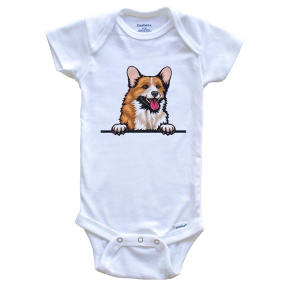 Pembroke Welsh Corgi Dog Breed Cute Baby Bodysuit v2, 0-3 months white