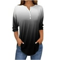 thumbnail image 3 of Simua 3/4 Sleeve Tops for Women Casual Button V Neck T Shirts Gradient Color Work Blouse Shirt for Women, 3 of 6