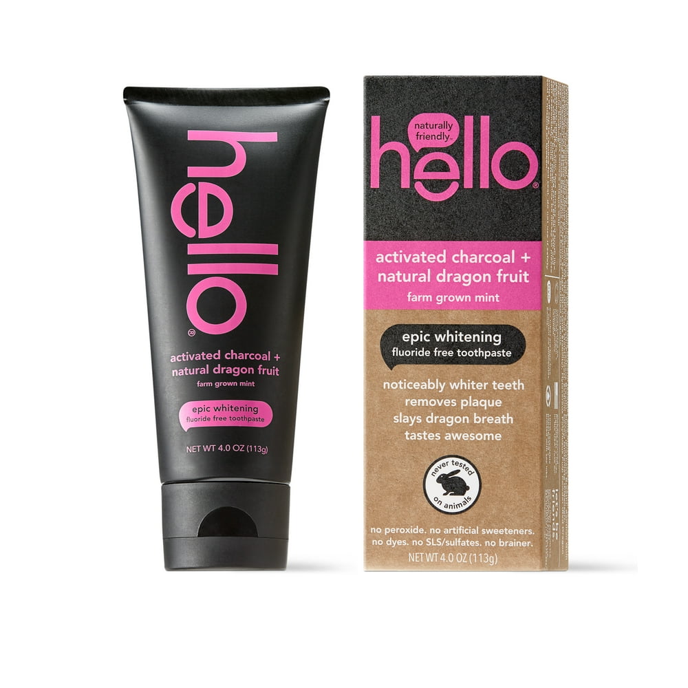 Hello Activated Charcoal + Dragon Fruit Fluoride Free Toothpaste 4oz