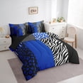 thumbnail image 3 of Homewish Cheetah Leopard Print Twin Bedding Sets 7-Piece for Girl, Black Blue Zebra Animal Bedding Comforter Set, Stripes Abstract Reversible Sheet Sets, Super Cozy Room Decor, 3 of 7