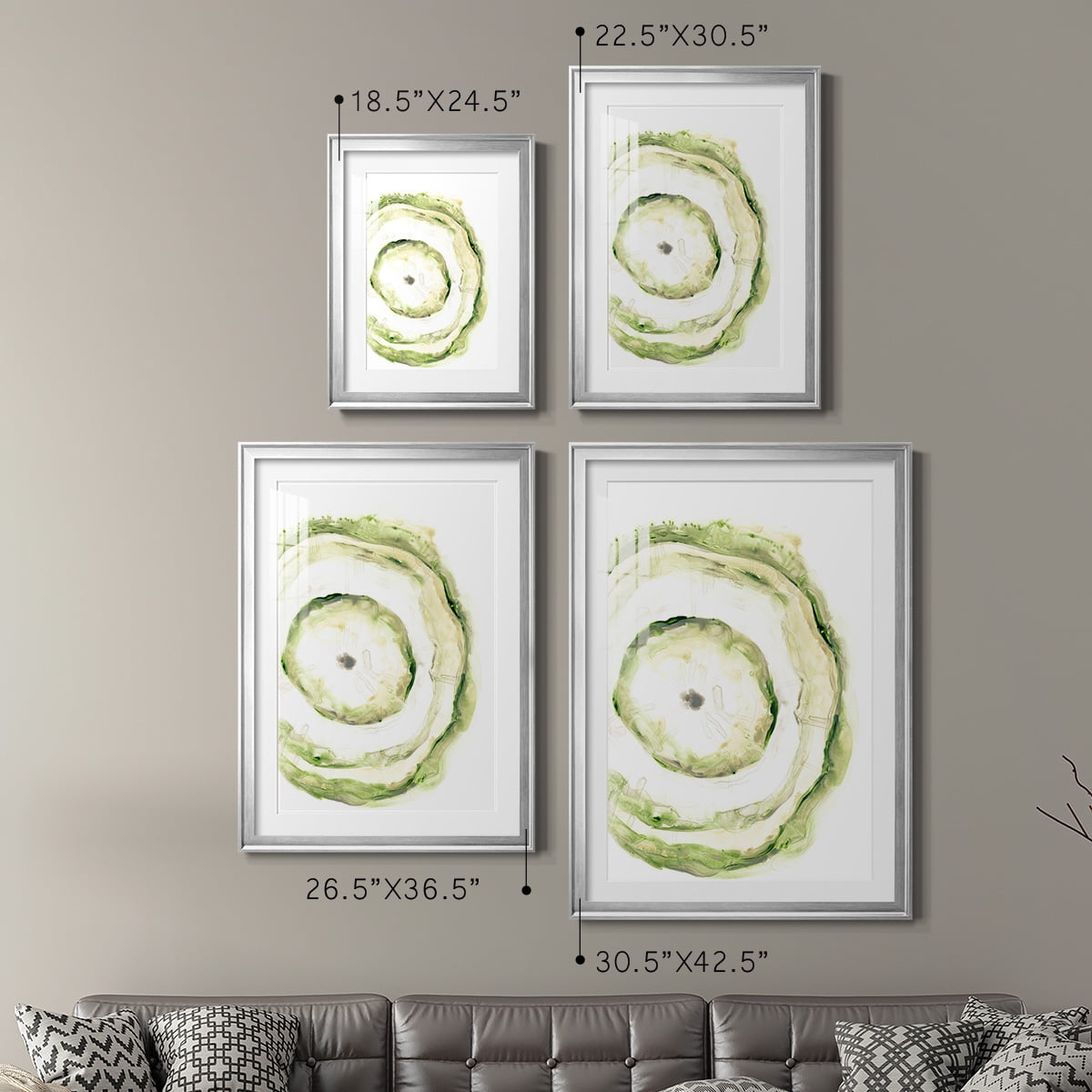 Wexford Home Lichen Halo III Premium Framed Print, 26.5" x 36.5" - Ready to Hang, Silver (Set of 2)
