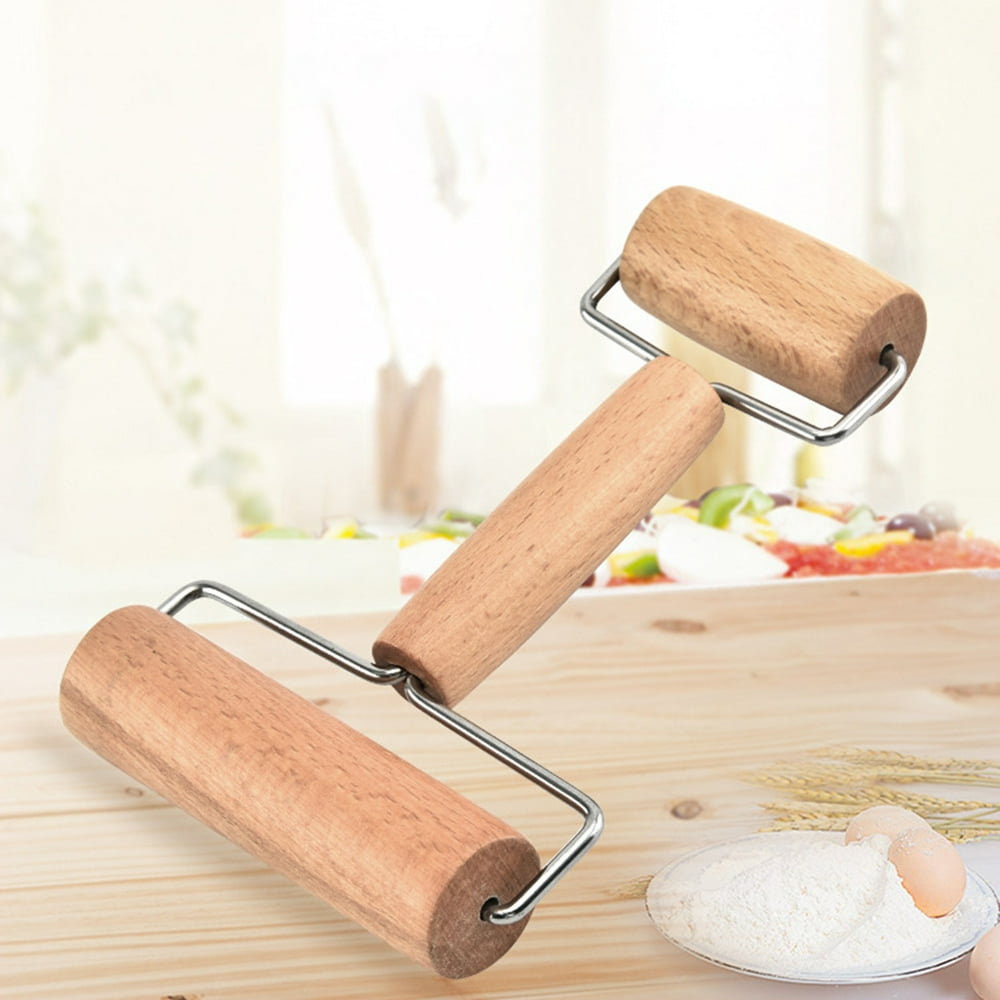 NUZYZ Dual Ended Wooden Rolling Pin Flour Pastry Dough Roller Kitchen
