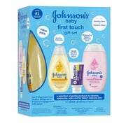 Johnsons Baby First Touch Gift Set, Baby Bath & Skin Products, 3 Items