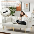 thumbnail image 2 of Velvet Sofa Bed with Cup Holders Sleeper Couch Sofa with 2 Pillows - 69 Sofa Bed White, 2 of 5