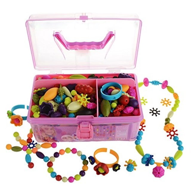 Kids Jewelry Making Kit Pop-Bead Art and Craft Kits DIY Bracelets Necklace Hairband and Rings Toy for Age 3 4 5 6 7 8 Year Old Girl FunzBo Snap Pop Beads for Girls Toys