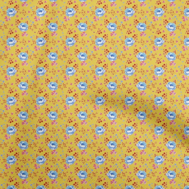 oneOone Rayon Yellow Fabric Florals Sewing Craft Projects Fabric Prints By Yard 56 Inch Wide