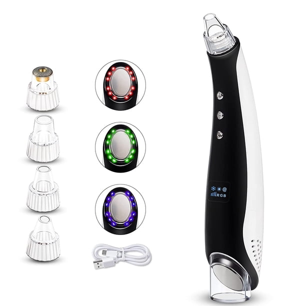 Limpiador de poros al vacío para eliminar puntos negros, limpiador de poros facial mejorado con modo frío y calor, herramienta extractora de comedones de acné eléctrica con 4 potencias de succión, 3 luces de belleza, kit de vacío de puntos negros MFZFUKR CZMR-ZH76