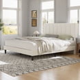 thumbnail image 3 of VECELO King Size Upholstered Bed Frame Black Metal Frame Bed with Adjustable Headboard Wood Slat No Box Spring Needed/Easy Assembly,White, 3 of 11