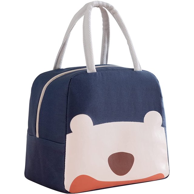 Mziart - Bolsa de almuerzo para mujer, fiambrera de moda, contenedor aislado impermeable, organizador de almuerzo para niñas, hombres, adultos, trabajo, escuela, picnic (azul marino) Adepaton DLM244-2