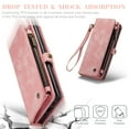 thumbnail image 5 of For Samsung Galaxy Note 10 Wallet Case,Multi-Functional Retro Leather Purse Flip Cover Zipper Wallet Case with Removable Card Slots Pocket & Detachable Wrist Strap Magnetic Phone Case, Pink, 5 of 9