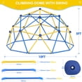 thumbnail image 4 of 10FT Climbing Dome with Swing Set, Kids Dome Climber Jungle Gym Outdoor Play Toddler Play Set for Ages 3-10, Supports up to 880lbs,Yellow, 4 of 7