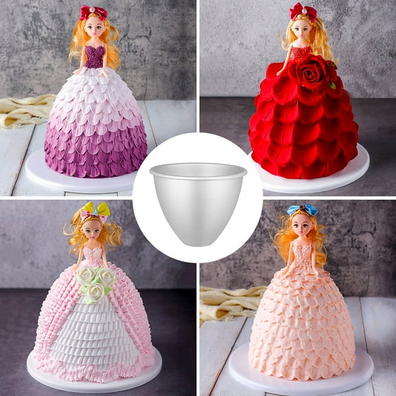 HONMEET Cupcake Mold Doll Dress Shape Silver 1Pc