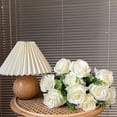thumbnail image 3 of Artificial Silk Rose Flower Bouquet Lifelike Fake Rose for Wedding Home Party Decoration Event Gift 10pcs (Off White), 3 of 5