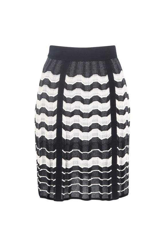 Pre-Owned M Missoni Chevron Midi Skirt in Black Viscose