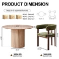 thumbnail image 7 of 47" Round Dining Table Set for 4, Natural Wood Grain Tabletop with 4 Green Chenille Upholstered Armchairs, Thick Cushions and Sturdy Metal Frames, 7 of 7