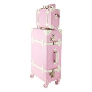 Premium PU Vintage Classic Old-Fashioned Trolley Suitcase and Hand Bag Set with TSA Locks Essential Luggage Choice