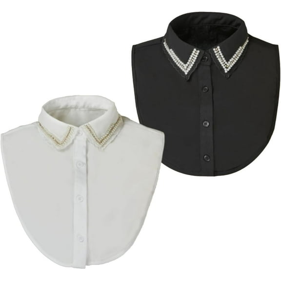 Camicover 2 pieces Fake Collar Detachable Dickey Collar Half Shirt Blouse Collar for Women