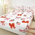 thumbnail image 3 of Feelyou Princess Pink Bowknot Bed Sheets, Cartoon Strawberry King Sheets, Kawaii Love Heart Sheet Set, Super Cozy Room Decor, 4 Pieces, 3 of 7