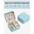 thumbnail image 5 of GOVVEP  Mini Travel Jewelry Box, PU Leather Small Jewelry Organizer Case for Girls Women Earrings Ring Necklace Jewelry Storage Organizer, Blue, 5 of 11