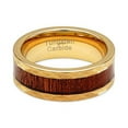 thumbnail image 4 of Tungsten Rings For Men Women Wedding Band Gold Hammered Edge Wood Inlaid Sizes 8-15, 4 of 6