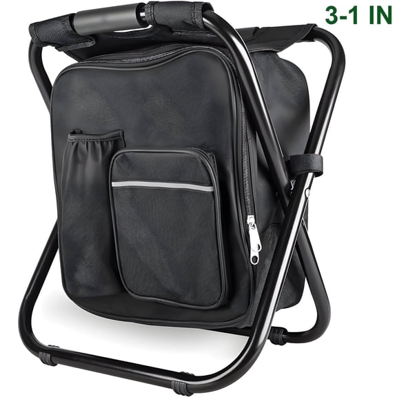 KAMIDA Camping Chairs With Storage Bag ,Folding Stool,Portable Chair,Fishing Chairs,Outdoor Backpack Chair With Oxford Cloth For Beach/Fishing/Camping/Family - Black