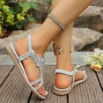 thumbnail image 4 of Viluyesy Women's Flat Sandals, Ankle Elastic Strap Open Toe Shiny Rhinestone Summer Casual Beach Gladiator Shoes Silver, 4 of 9