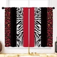 thumbnail image 2 of Leopard Cheetah Print Kitchen Curtains Red Black Splice Wild Animals Printed Bathroom Window Curtains Treatment Drapes Leopard Texture Room Decor Cafe Small Bedroom Short Curtains 27.5x36 Inch, 2 of 6