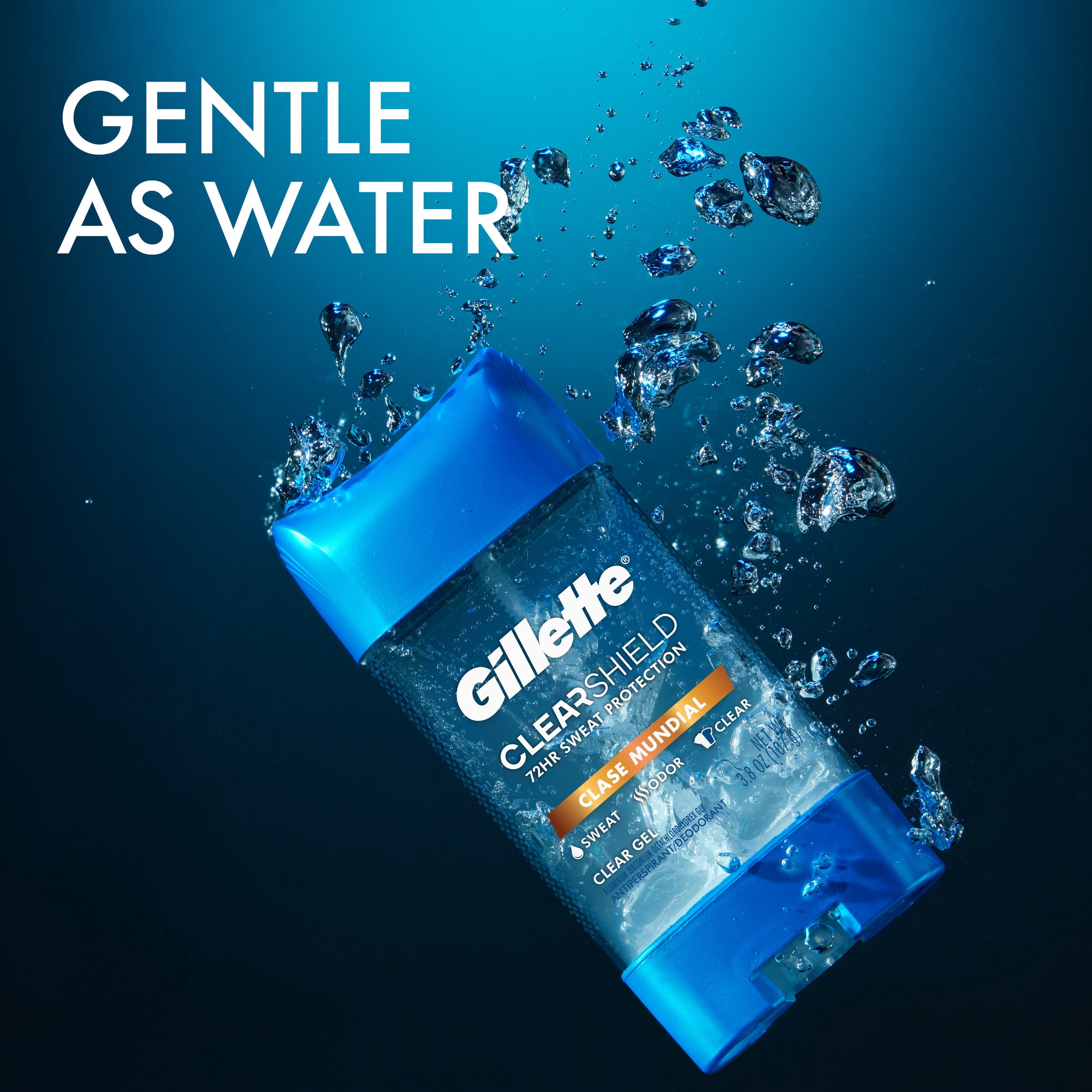 Gillette Antiperspirant Deodorant for Men, Clear Gel, Clase Mundial, 72 Hr. Sweat Protection, 3.8 oz