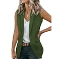 thumbnail image 2 of Women'S Sleeveless Blazer Vest Casual Open Front Single Button Summer Jacket with Pockets Army Green XXXL, 2 of 6