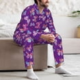thumbnail image 7 of Naloa Bright Butterflies Men’s Pajamas Set - Long Sleeve Button Down Sleep Shirt and Pajama Bottoms Sleepwear Set-XX-Large, 7 of 7