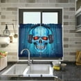 thumbnail image 6 of Coolnut Funny Skull Half Window Tier Curtains 24 Inch Blackout Thermal Insulating Kitchen Linen Tier Curtains for Kitchen, Bathroom, Cafe Home Decor, 6 of 7