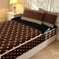 thumbnail image 3 of Manfei Vintage Plaid Zipper Twin Comforter Sets with Fitted Sheet and 2 Pillowcases,Cute Polka Dot Zipper Bedding Set,Brown Yellow,Black Reversible,4pcs, 3 of 8