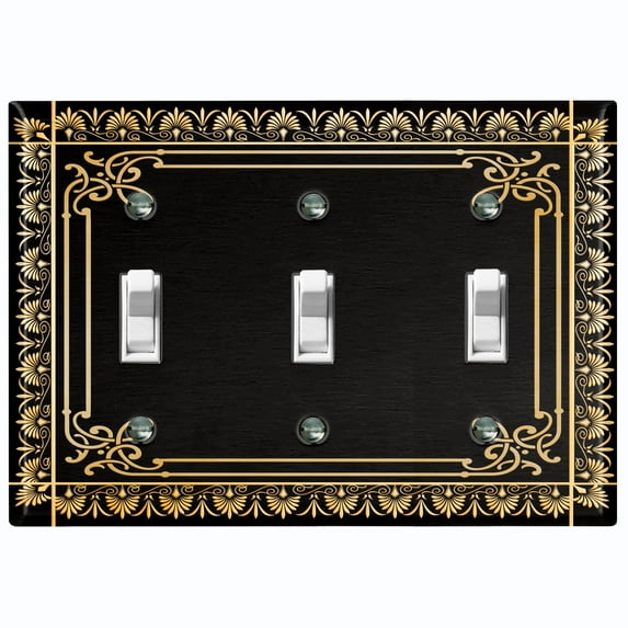 Metal Light Switch Plate Cover Elegant Victorian Floral Frame Black FRA076
