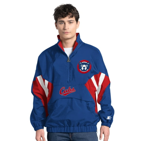 Men's-Starter Royal Chicago Cubs Cooperstown Chief Half-Zip Pullover