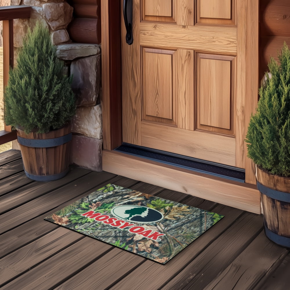 Mossy Oak Obsession Rubber Indoor Outdoor Waterproof Non-Slip Camo Doormat, Olive, 18" x 30"