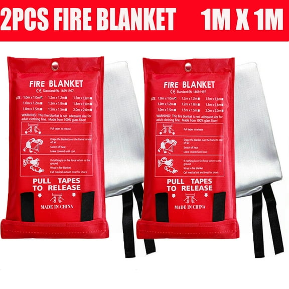 2 Pack Large Fire Blanket Fireproof for Home Kitchen Office Emergency Safety