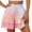 Pink, variant on LIaqionyy Women's Smocked Ruffle Short Pants Elastic High Waisted Tiered Shorts Summer Comfy Casual Athletic Shorts