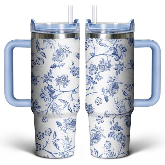 30 oz Boho Flower Tumbler with Handle Holiday Gift for Friends Family