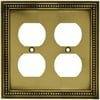 brainerd 64767 beaded double duplex outlet wall plate / switch plate / cover, tumbled antique brass