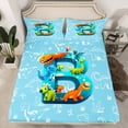 thumbnail image 7 of Feelyou Cartoon Dinosaur Twin Sheet Sets for Boys, Initial Letter B Twin Fitted Sheet, Cartoon Theme Flat Sheet, Microfiber Bedroom Decor, 3-Piece, 7 of 7