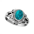 thumbnail image 1 of 81stgeneration Women's 925 Sterling Silver Vintage Style Simulated Turquoise Oval Gemstone Ring, 1 of 1