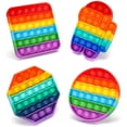 thumbnail image 1 of Paquete de 4 cuadrados Push Pop Bubble Fidget It Sensory S, silicona para aliviar el estrés haciendo estallar su juego Poppers para adultos, mujeres y niñas (arcoíris, morado, azul, blanco) Adepaton CJWUS-6900, 1 of 7