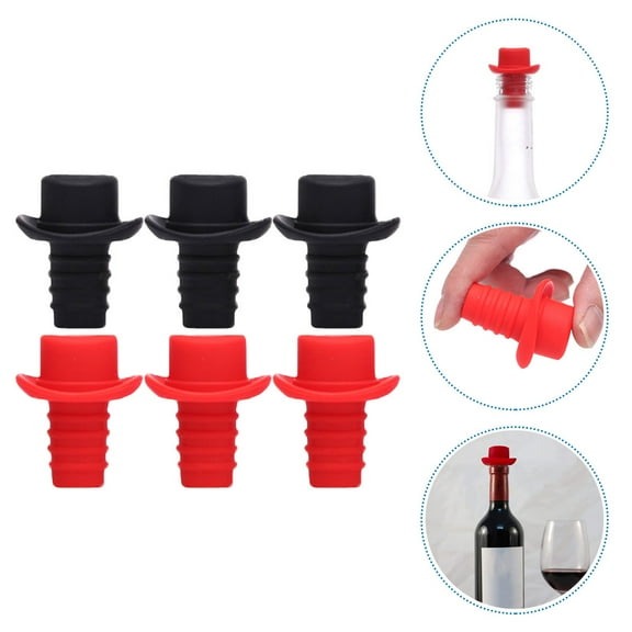 SEWACC 6Pcs Cone Shaped Cork Stopper Black Silicone Sealing For Bottle Soda Bottle