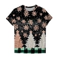 thumbnail image 4 of Women's Christmas Shirts Funny Christmas Tree Print Tee Shirts Crew Neck Top Short Sleeve Pullover Sweater Blouses Side Split Christmas Tops, 4 of 4