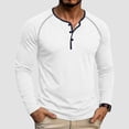 thumbnail image 2 of GEWSEY Men's Henry Long Sleeved T-Shirt Cotton Casual Button Lightweight Pullover Shirt Soft Stretch Tees Tops (White, 3XL), 2 of 6