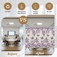 thumbnail image 5 of Purple Flowers Window Privacy Film, Butterfly Spring Floral Rustic Farmhouse Static Cling UV Sun Blocking Heat Control Window Tint Day and Night, Non-Adhesive One Way Privacy Cover 35.4''x78.7'', 5 of 7
