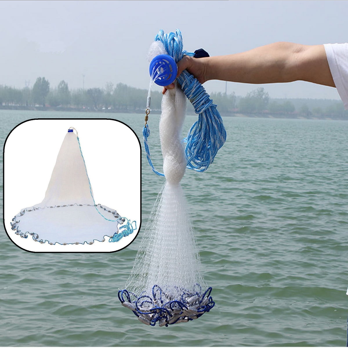 Fishing Mesh Easy Throw Hand Cast Saltwater Bait Fish Casting Net Foldable