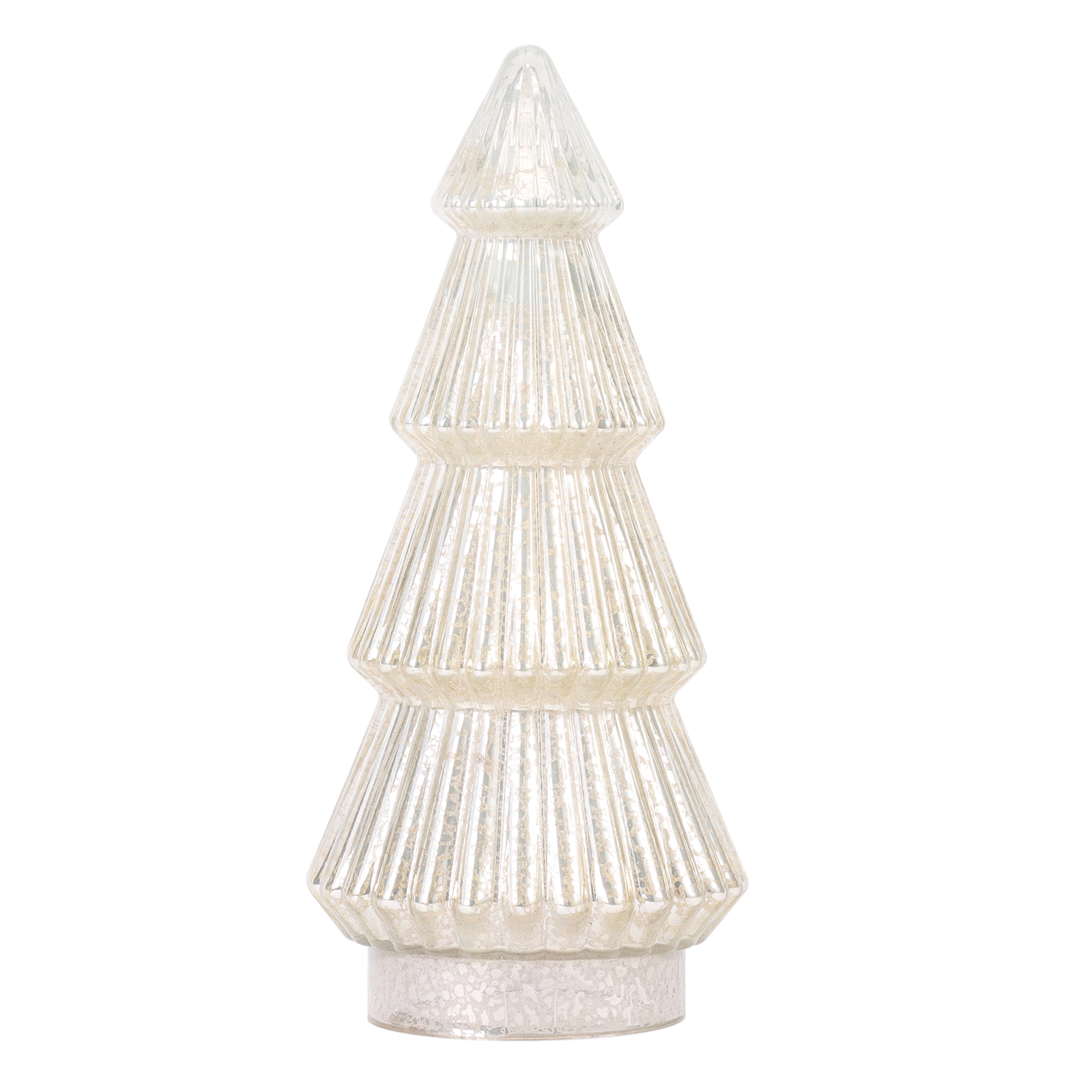 Better Homes & Gardens 12‘’  Decorative Tabletop Christmas Tree in Mercury Ribbed White Glass, Large